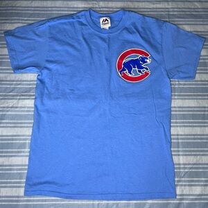 majestic Chicago cubs logo t shirt SZ Medium men light blue.